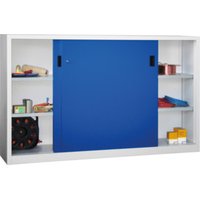 Pavoy Schiebetürenschrank H1200 x B2000 x T400, Böden verzinkt, Korpus Lichtgrau/ Front Enzianblau von Pavoy