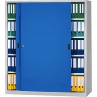 Pavoy Schiebetürenschrank H1950 x B2000 x T400, Böden verzinkt, Korpus Lichtgrau/ Front Enzianblau von Pavoy