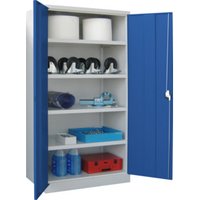 Pavoy Schwerlastschrank H1950 x B1040 x T630, 4 Böden, Korpus Lichtgrau / Front Enzianblau von Pavoy