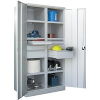 Pavoy Schwerlastschrank H1950 x B1040 x T630, 6 Böden, Schubladen:2x75, 2x125, 2x175, Korpus / Front Lichtgrau von Pavoy