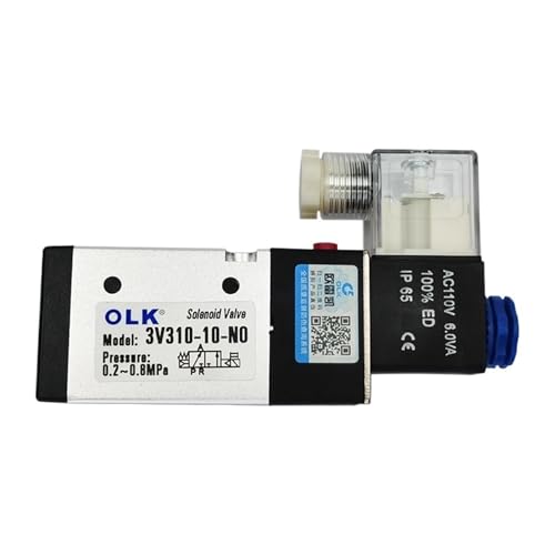 PAVQWVBP 3V310-10 Pneumatisches Magnetluftventil 3-Wege-2-Positions-Steuerluft-Gas-Magnetventil 12V 24V 220V Spulenspannung(3V310 10 NO AC110V,with 10mm Fittings) von PAVQWVBP