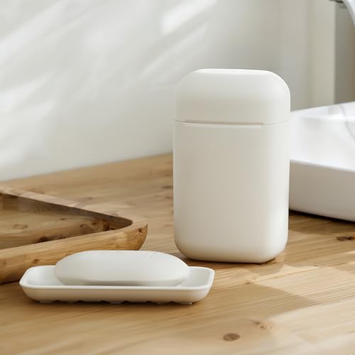PAVSTINE Seifendose Reise Wasserdicht mit Ablaufsieb, Seifenschale Dusche Kunststoff mit Deckel, Seifenbox Wasserdicht Klein, Soap Box Rund für Reisen, Badezimmer, Camping, Weiß von PAVSTINE