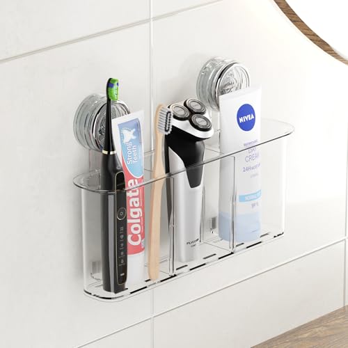 PAVSTINE Zahnbürstenhalter Saugnapf Große, Halterung Elektrische Zahnbürste Ohne Bohren, Zahnbürsten Halter Wand, MAX hält 6 KG, Jederzeit Abnehmbar Badezimmer Organizer für Küche, Schlafzimmer von PAVSTINE