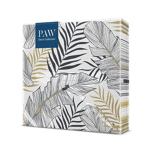 PAW - Servietten 3-lagig (33 x 33 cm) I 20 Stück I Perfekt für Geburtstage, Partys, Hochzeiten, Kommunion und Feiern I Papierservietten Bunt - Natur, Laub I Farbe: Exotic Leaves von PAW Decor Collection