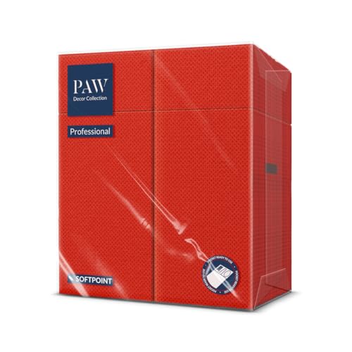 PAW - Besteckservietten aus Softpoint (32 x 38 cm 1/8 Bestecktasche) | 50 Stück | Perfekt für Pubs, Hotels oder Cafés | Serviettentaschen für Besteck | Chilirot von PAW Decor Collection