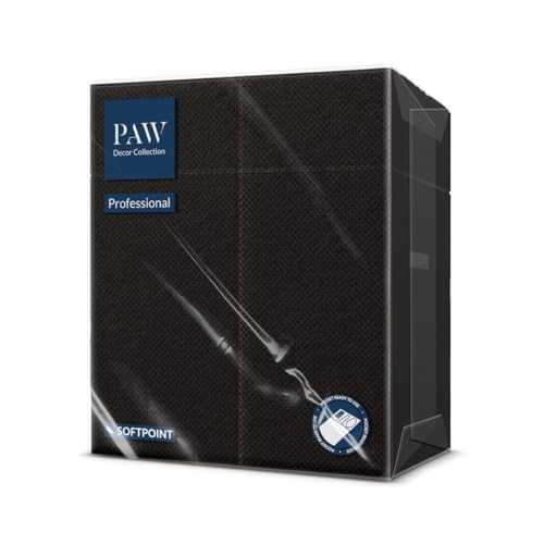 PAW - Besteckservietten aus Softpoint (32 x 38 cm 1/8 Bestecktasche) | 50 Stück | Perfekt für Pubs, Hotels oder Cafés | Serviettentaschen für Besteck | Schwarz von PAW Decor Collection