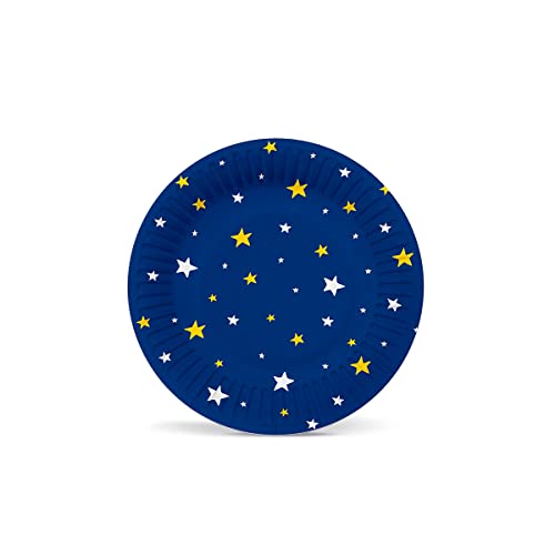 PAW - Pappteller (18 cm) I 10 Stück I Einwegteller Bunt aus Karton I Ideal für Hochzeiten, Kommunionen, Partys, Geburtstag I Gedruckt mit Wasserbasierten Farben I Farbe: Starlit Sky (dark blue) von PAW Decor Collection