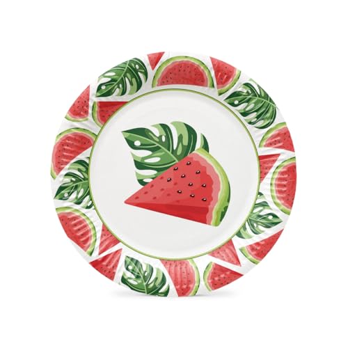 PAW - Pappteller (23 cm) I 8 Stück I Einwegteller Ideal für Hochzeit, Kommunion, Partys, Geburtstag I Papiertellerdruck auf Wasserbasis I Partybedarf 100% Biologisch Abbaubar I Tasty Watermelon von PAW Decor Collection