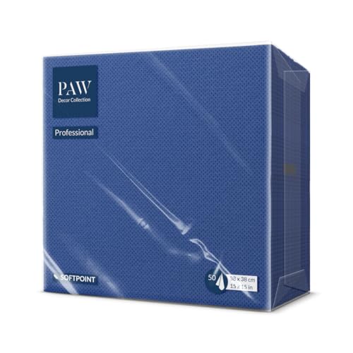 PAW - Soft Point Servietten (38 x 38 cm) | 50 Stück Gastroservietten | Weich und robust | Ideal für den täglichen Gebrauch, Kneipen und Cafés | Einfarbig Marineblau von PAW Decor Collection