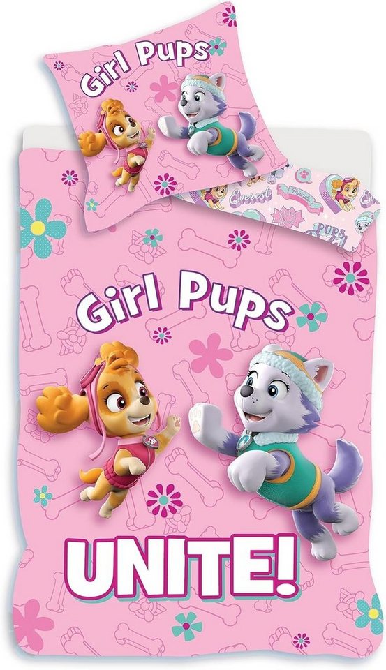 Babybettwäsche Baby Bettwäsche-Set Paw Patrol rosa 100 x 135 und 40 x 60 cm, PAW PATROL von PAW PATROL