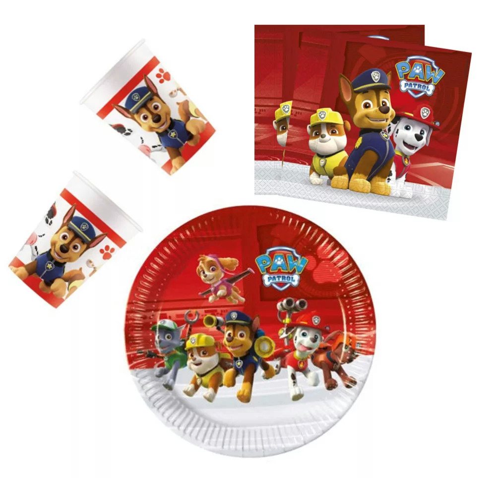 PAW PATROL Einweggeschirr-Set Paw Patrol Chase Geburtstag Deko Set 36tlg. Partyset (36-tlg), 8 Personen, Pappe von PAW PATROL