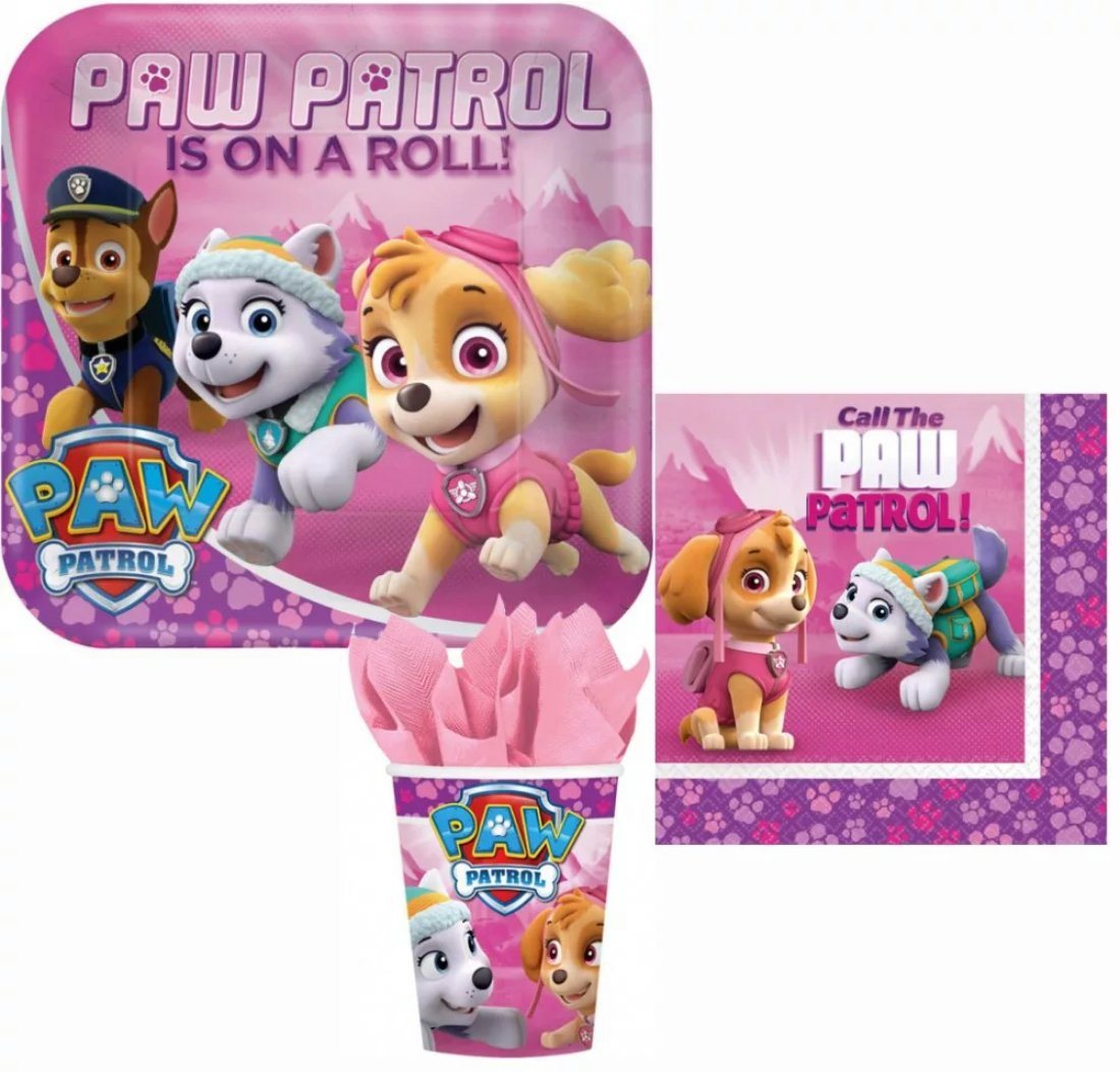 PAW PATROL Einweggeschirr-Set Paw Patrol Skye Geburtstag Deko Set 36tlg.Partyset (36-tlg), 8 Personen von PAW PATROL