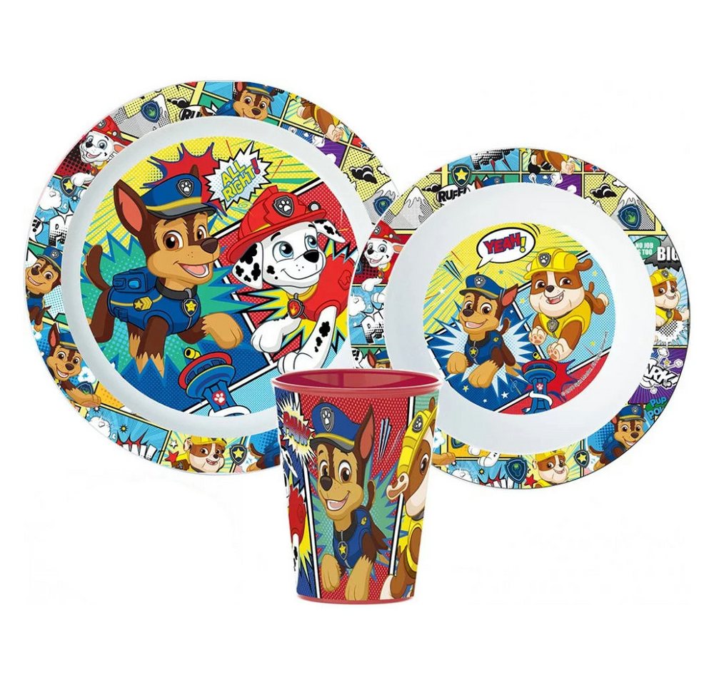 PAW PATROL Kindergeschirr-Set Paw Patrol Kinder Geschirr-Set 3 teilig Becher Teller Schüssel (3-tlg), 1 Personen, Kunststoff von PAW PATROL