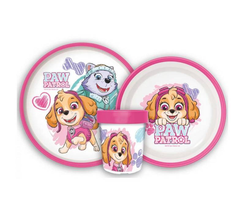 PAW PATROL Kindergeschirr-Set Paw Patrol Skye Everest Kinder Geschirr-Set 3 teilig (3-tlg), 1 Personen, Kunststoff, Becher Teller Schüssel von PAW PATROL