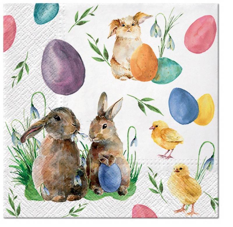 PAW Sp. z o.o. Papierserviette 20 Servietten Bunnies with Chicken 33x33cm, (20 St) von PAW Sp. z o.o.