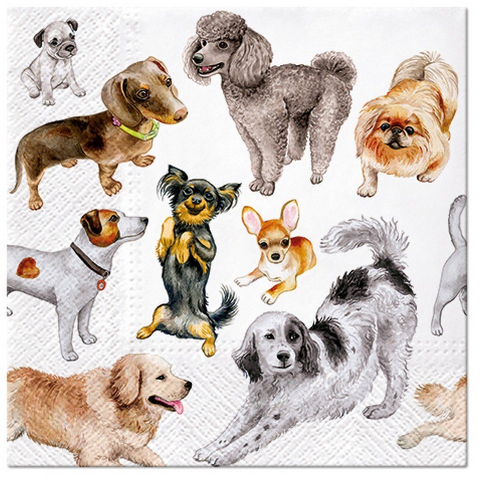 PAW Sp. z o.o. Papierserviette 20 Servietten Dog Happiness 33x33cm, (20 St) von PAW Sp. z o.o.