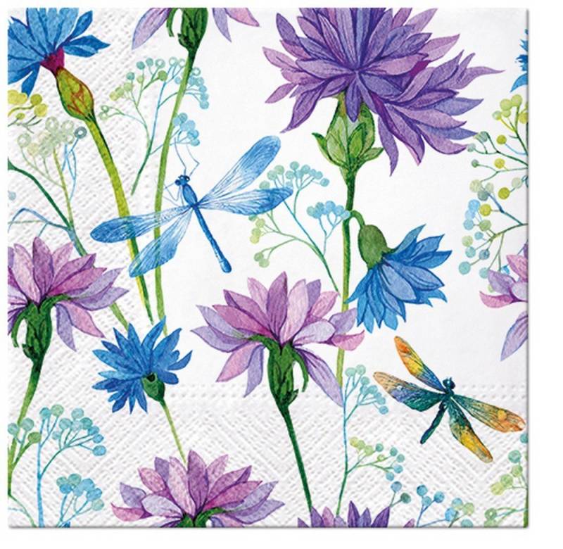 PAW Sp. z o.o. Papierserviette 20 Servietten Flower with Dragonfly 33x33cm, (20 St) von PAW Sp. z o.o.