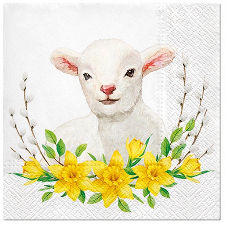 PAW Sp. z o.o. Papierserviette 20 Servietten Lamb with Wreath 33x33cm, (20 St) von PAW Sp. z o.o.