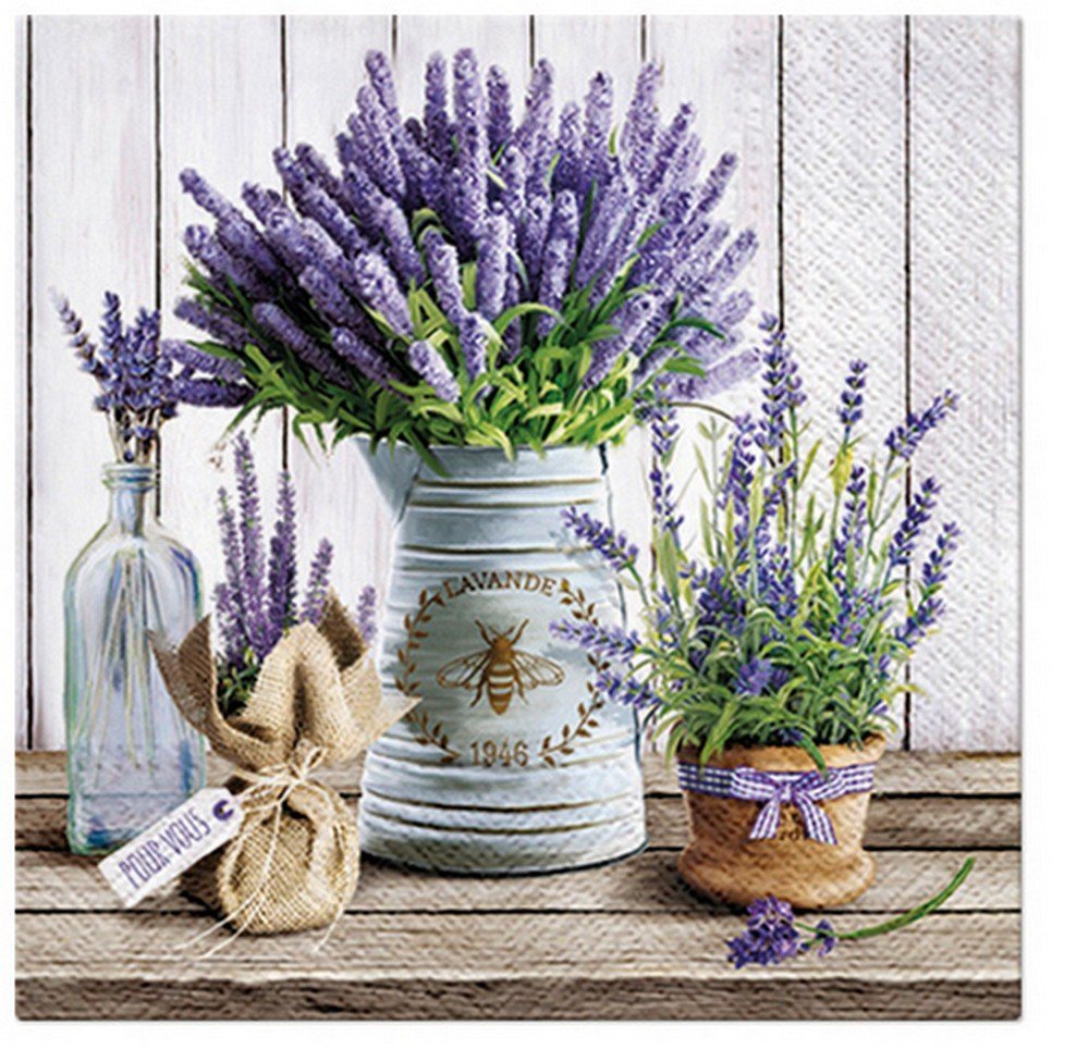 PAW Sp. z o.o. Papierserviette 20 Servietten Lavender in Bucket 33x33cm, (20 St) von PAW Sp. z o.o.