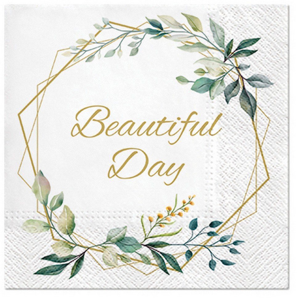 PAW Sp. z o.o. Papierserviette 20 Servietten Leaves Frame 33x33cm, (20 St) von PAW Sp. z o.o.