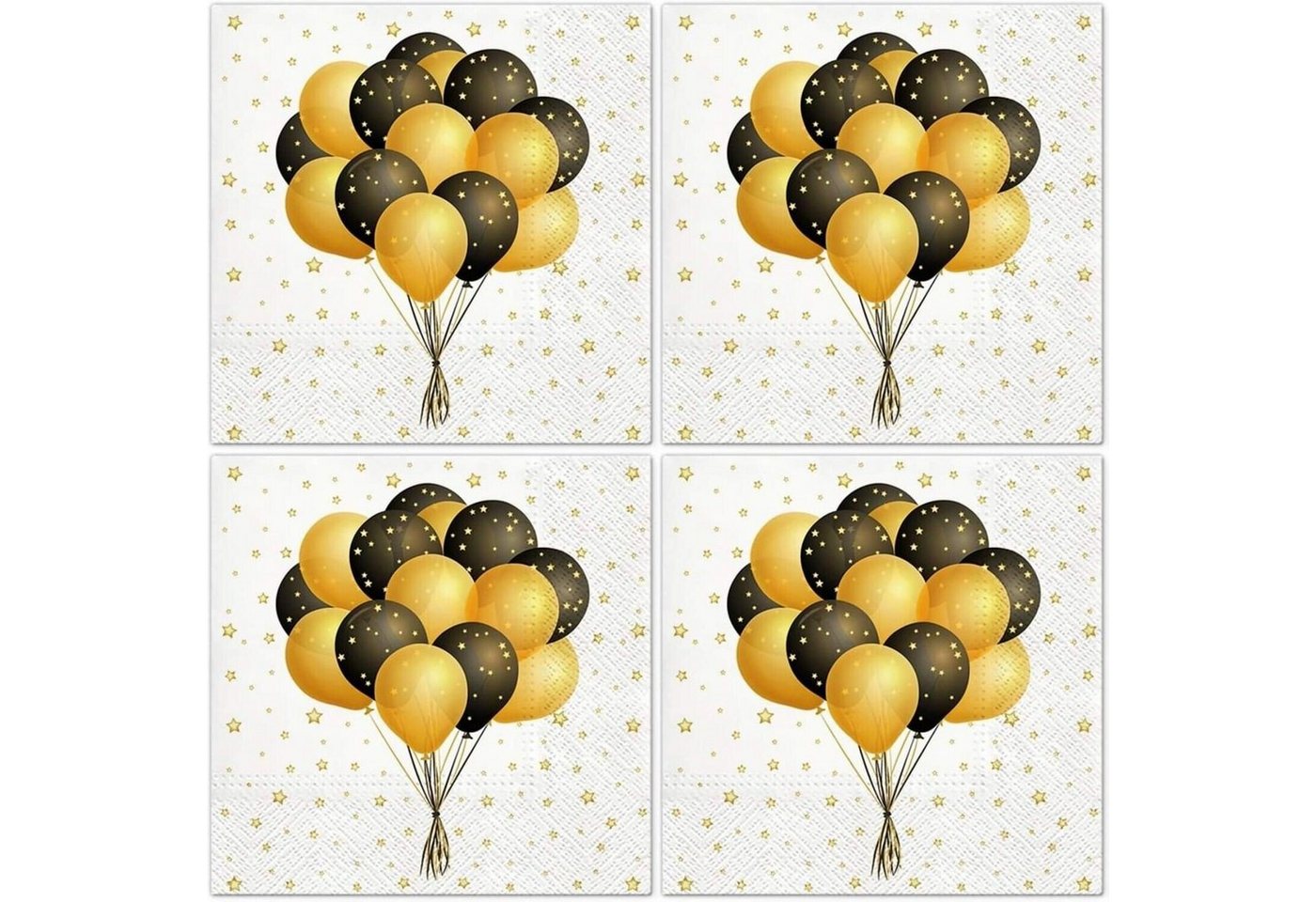 Tete a Tete Papierserviette 20 Stück ca. 33x33cm Fliegende Luftballons, gold-schwarz von Tete a Tete