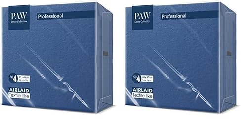 PAW - Airlaid Servietten (40 x 40 cm) I 50 Stück I Einfarbig I Stoffähnlich I Elegante Tischdekoration I HoReCa I Zu Anlässen wie Hochzeiten, Feiern, Weihnachten I Unicolor: Dunkelblau (Packung mit 2) von PAW Decor Collection