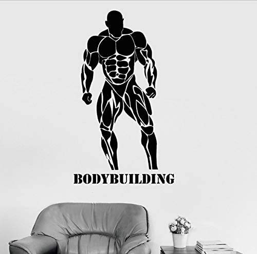 Bodybuilding Muskel Mann Vinyl Wandtattoo Fitness Wandaufkleber Gym Home Decor Schlafzimmer Dekoration Zubehör Kunst Wandbilder 42X72Cm von PAWANG