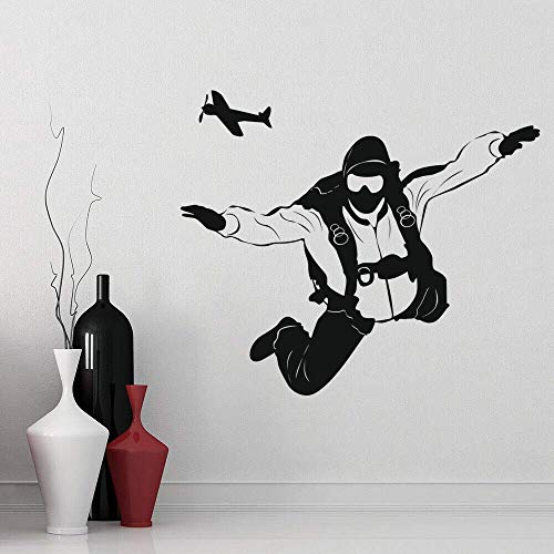 Fallschirmspringen Flugzeug Wandtattoo Verrückt Mutig Wandbild Vinyl Aufkleber Teen Schlafzimmer Home Decoration 48X63Cm von PAWANG