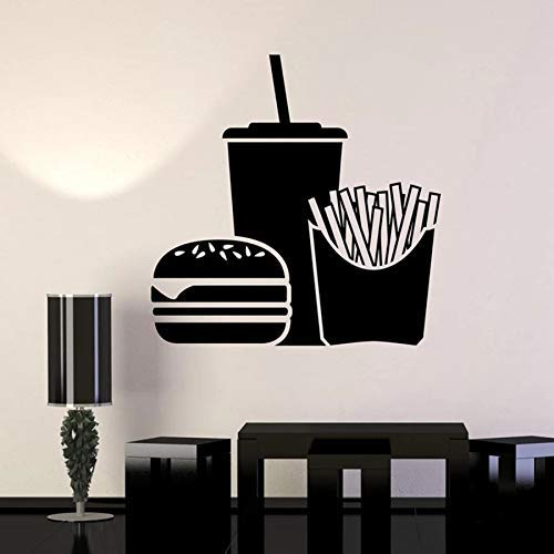 Fast-Food-Wandtattoo Hamburger Soda Pommes Vinyl Aufkleber Restaurant Dekoration Wandbild 57X57Cm von PAWANG