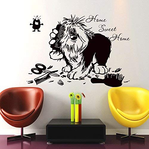 Hund Werkzeuge Hundesalon Salon Pet Shop Wandtattoo Abnehmbare Vinyl Kunst Wandaufkleber 57X80 Cm von PAWANG