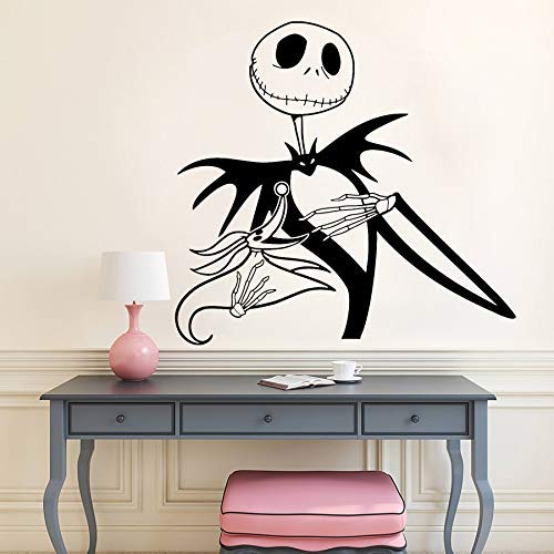 Jack Skellington Vinyl Wandtattoo Nightmare Before Christmas Wandaufkleber Wohnkultur Wohnzimmer Kürbis Skeleton Decals 61X57Cm von PAWANG