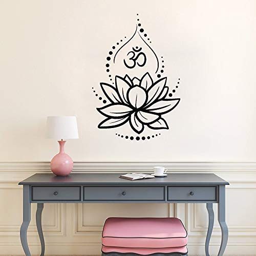 Kreative Lotus Vinyl Wandtattoos Om Zeichen Vinyl Wandaufkleber Yoga Meditieren Aufkleber Wandbilder Wohnzimmer Wohnkultur Innenraum 42X60 Cm von PAWANG