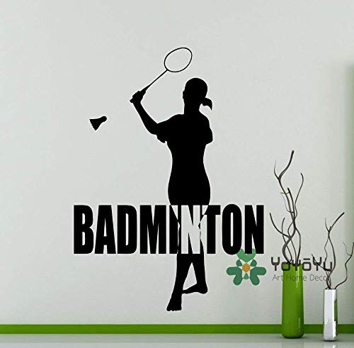 Mädchen Badminton Player Wandtattoo Shuttlecock Schläger Sport Vinyl Aufkleber Diy Art Home Wand Raumdekor Wandbild Adesivo N 57 * 80 Cm von PAWANG