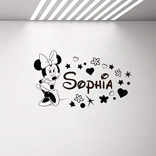 Minnie Mouse Wandtattoo Cute Cartoon Home Interior Wandkunst Dekor Vinyl Aufkleber Wallpaper 96X57 Cm von PAWANG