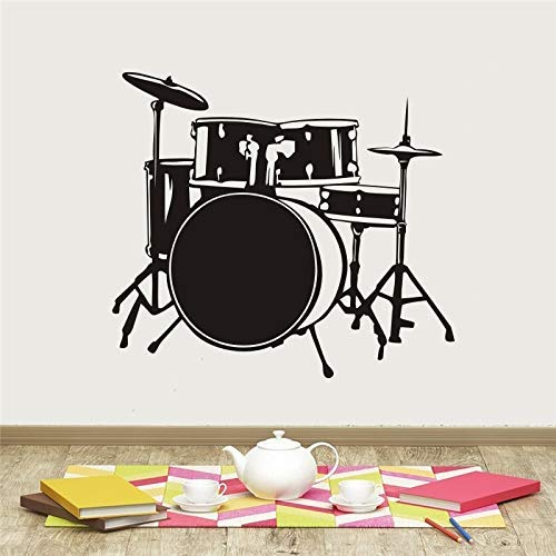Musikinstrument Wandaufkleber Abnehmbare Vinyl Drum Kit Schlagzeuger Musik Wandtattoo Musik Bar Wandkunst Wand Musical Decor42X47Cm von PAWANG