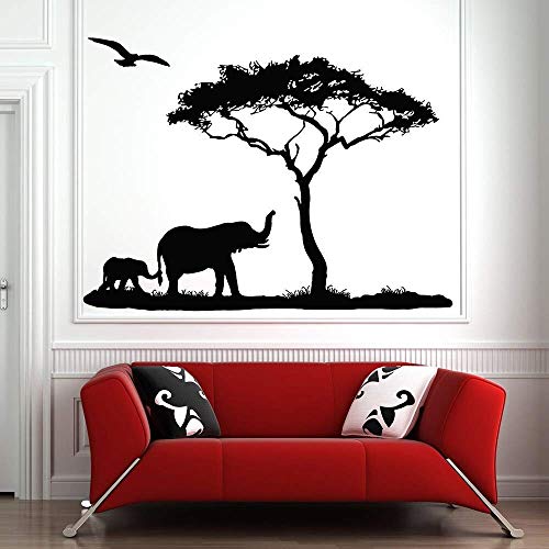 Mutter Elefant Baum Wandtattoo Afrika Savanne Tier Zoo Kinderzimmer Kinder Dekor Dschungel Tiere Aufkleber Für Kinderzimmer 77 * 57 Cm von PAWANG