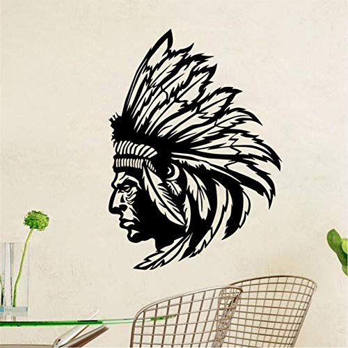 Native American Indian Chief Wandtattoo Art Decor Aufkleber Vinyl Wandhauptdekor Tapete Abnehmbare Sofa Hintergrund Aufkleber 57 * 75 Cm von PAWANG