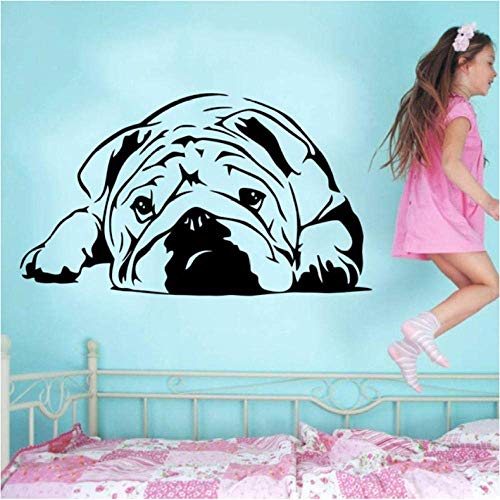Neueste Reizende Englische Bulldogge Vinyl Wandaufkleber Grün Tier Aufkleber Aufkleber Wohnkultur Wandbild Art-34X57Cm von PAWANG