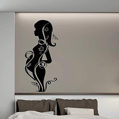 Schwangere Frauen Wandaufkleber Frauen Mutterschaft Zärtlichkeit Festliche Vinyl Wandtattoo Schlafzimmer Dekoration Hauptdekoration 87X63Cm von PAWANG