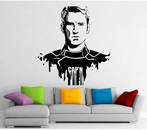 Superheld Captain America Aufkleber Wand Vinyl Abnehmbare Mode Applique Home Indoor Boy Zimmer Mode Art Deco 42X46Cm von PAWANG