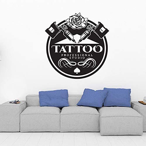 Tattoo Salon Logo Wandaufkleber Abnehmbare Diy Vinyl Aufkleber Tattoo Studio Zeichen Für Wand Glastür Aufkleber Wandbild Home Decor 44X42Cm von PAWANG
