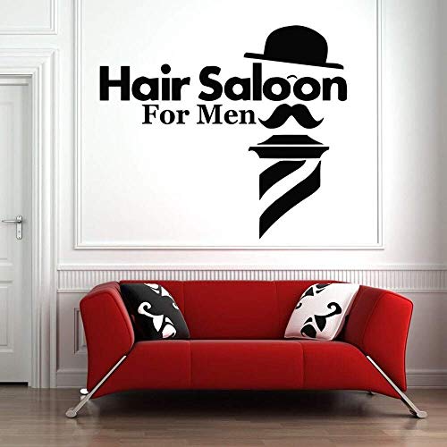 Wandtattoos Friseursalon Wandaufkleber Dekoration Tapete Hut Bart Muster Friseur Abnehmbar 63X72Cm von PAWANG