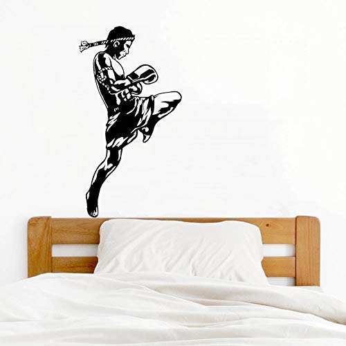 Wandtattoos Thai Boxer Kämpfer Wandaufkleber Junge Schlafzimmer Poster Sport Vinyl Martial Arts Home Dekoration Abnehmbar 42X78Cm von PAWANG