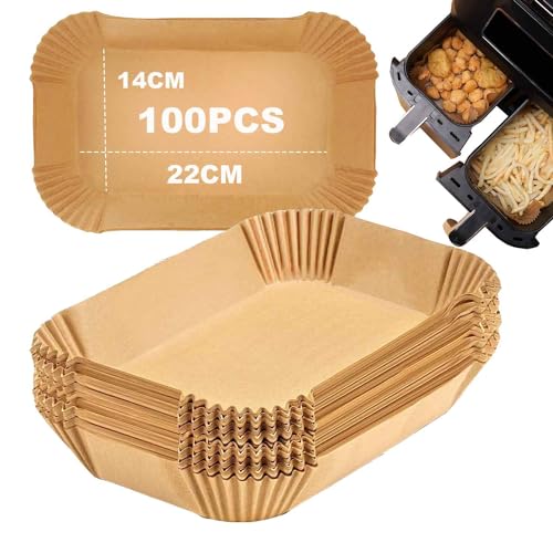 Backpapier für Heißluftfritteuse, 100 Stück für Ninja Airfryer AF400EUCP, AF300EU, AF400EU, SL400EU und Anderen Dual Zone Heißluftfritteuse von PAWARSO
