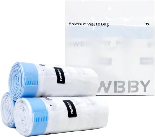 PAWBBY Katzentoiletten-Einlagen, Abfallbeutel, 3 Rollen, selbstreinigende Katzentoiletten-Müllbeutel mit Griff (30 Stück) von PAWBBY