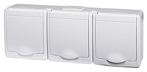 PAWBOL 3-Fach Aufputzsteckdose IP44 16A/250V Schuko Aufputz Feuchtraum Steckdose WE von PAWBOL