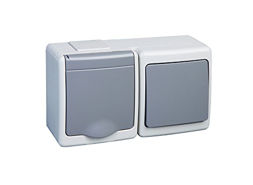 PAWBOL 1-Fach Aufputzsteckdose mit Schalter IP44 16A/250V Schuko Aufputz Feuchtraum Steckdose GR PAWBOL 1-Fach Aufputzsteckdose mit Schalter IP44 16A/250V Schuko Aufputz Feuchtraum Steckdose GR von PAWBOL