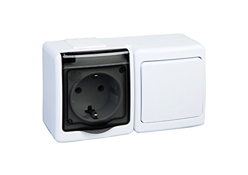 PAWBOL 1-Fach Aufputzsteckdose mit Schalter IP44 16A/250V Schuko Aufputz Feuchtraum Steckdose WE/DY PAWBOL 1-Fach Aufputzsteckdose mit Schalter IP44 16A/250V Schuko Aufputz Feuchtraum Steckdose WE/DY von PAWBOL