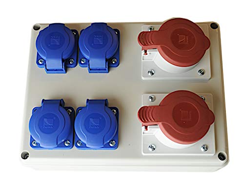 PAWBOL Baustromverteiler Wandverteiler 2 x CEE16A/400V + 4 x 230V/16A verdrahtet o. Sicherung von PAWBOL