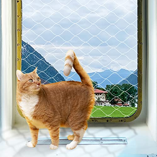 PAWISE Katzensicherheitsnetz, Katzen-/Balkonnetz für Fenster, Treppen, Hundezaunnetz, transparent (8 m x 3 m) von PAWISE